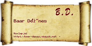Baar Dénes névjegykártya